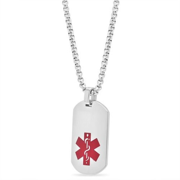 Personalized Stainless Steel Quality Medical Alert Dog Tag With 23' Chain- Free Engraving