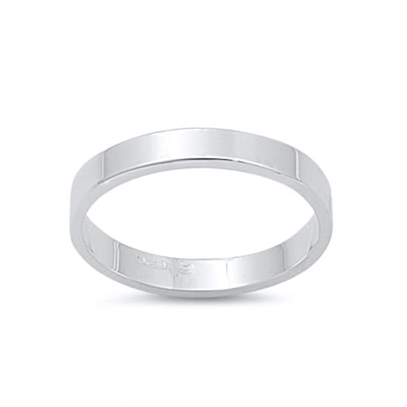 Personalized .925 Sterling Silver Flat Band Ring Free Engraving 3mm