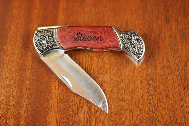 Personalized Engraved Wood Knife Groomsman Gift Men's Etsy