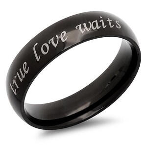 Coastal Jewelry Women's 'True Love Waits' Cursive Script Stainless Steel  Ring