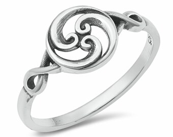 Personalized 925 Sterling Silver Spirals Ring