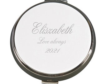 Personalized Round Hinged Plain Compact Mirror