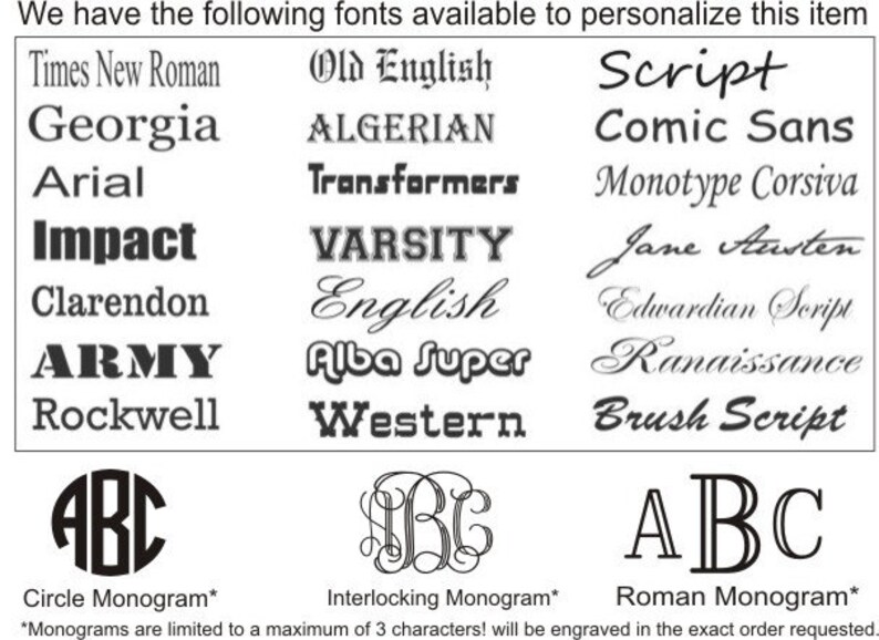 Available fonts