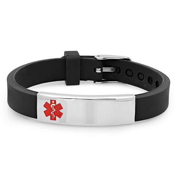 Stainless Steel With Rubber Medical ID Bracelet