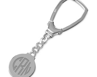 Personalized Sterling Silver High Polish Round Keychain