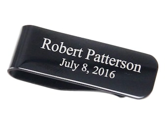 Free Engraving - Quality Stainless Steel Black Money Clip