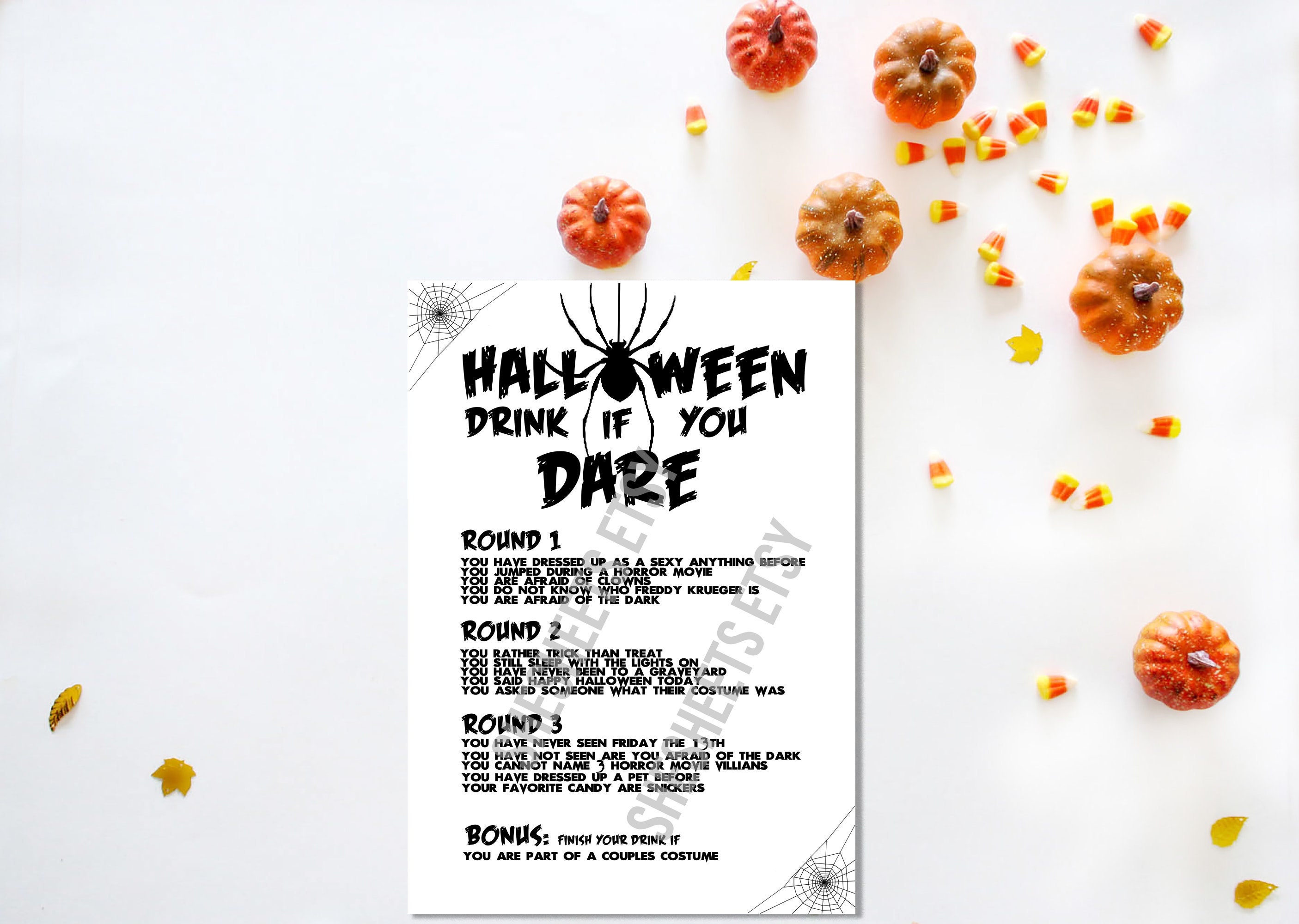 Halloween Party Game Drink If Spider Theme 