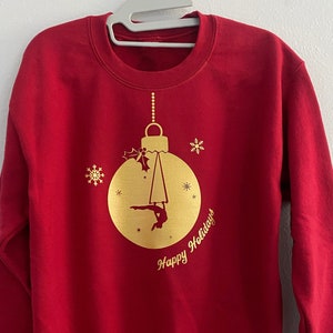 RED TRAPEZE Aerialist Ornament Sweatshirt | Aerial Holiday Sweatshirt | Hammock Long Sleeve | Circus Christmas Shirt