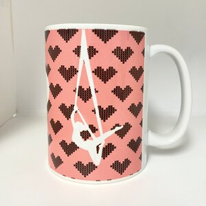I Love Sling Aerialist Mug | Pink Hearts Aerialist Mug | I Heart Aerial Hammock Mug | Circus Gifts | Aerialist Gifts | Valentine’s Day
