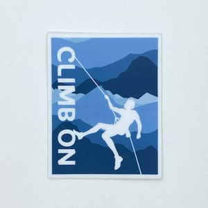 Male Climb On Sticker | Rock Climbing Sticker | Water Bottle Sticker | Climber Decal | Rope Climber