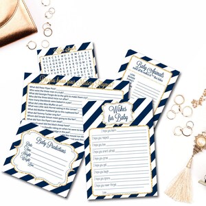 Navy and Gold Glitter Baby Shower Games Printable Baby Shower - Etsy