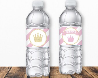 Princess Water Bottle Labels Princess Birthday Water Bottle - Etsy