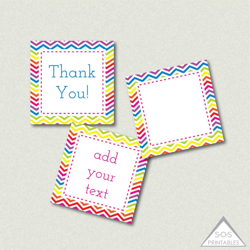 bright rainbow square labels rainbow party printable