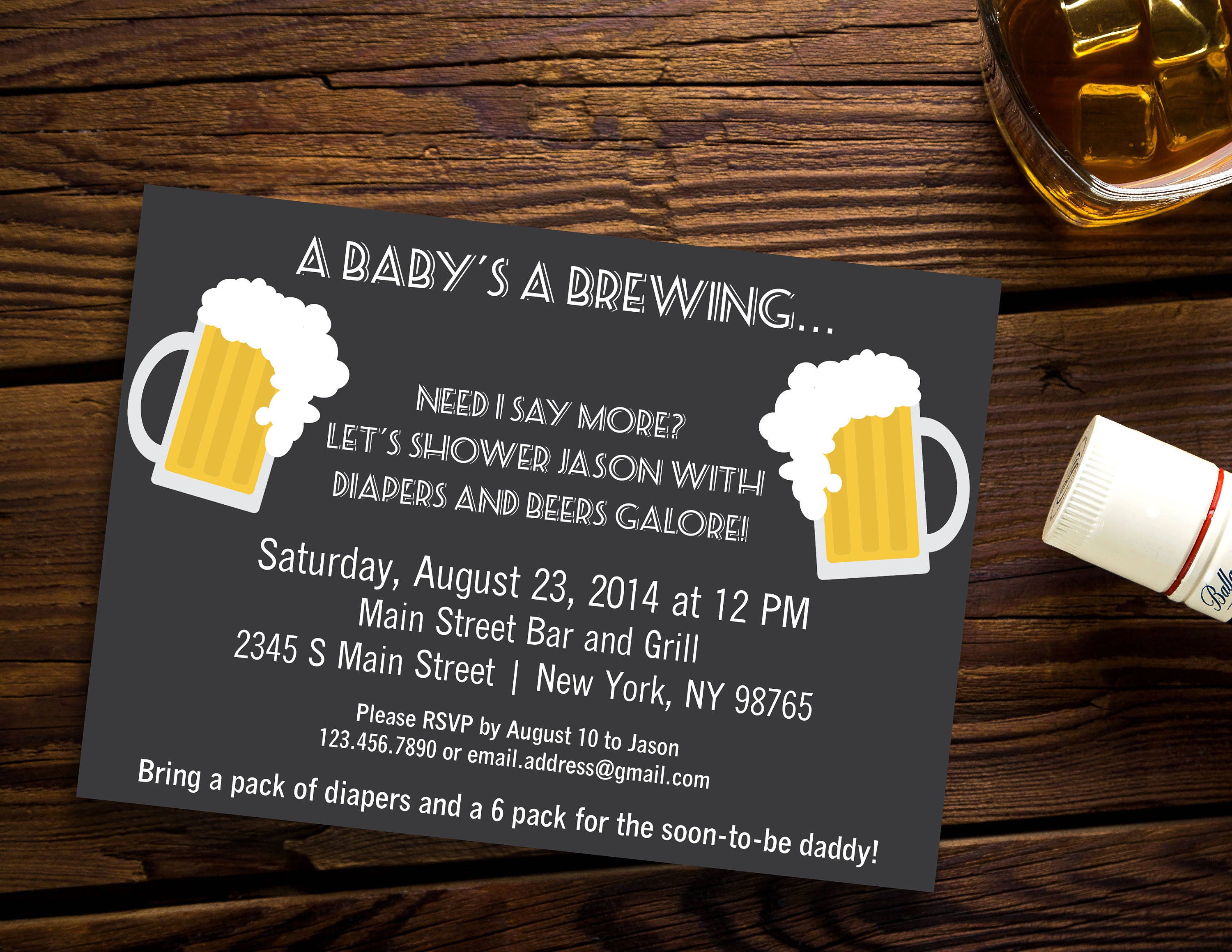 Diaper and Beer Party Invitation Men's Shower Invitation Etsy