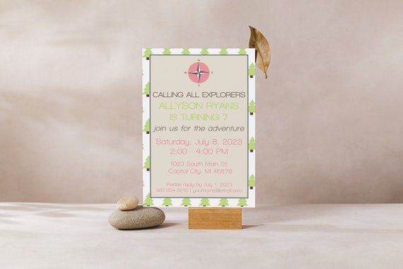 Girl Explorer Party Invitation, Nature Birthday, Explorer, Adventure, Girl Camping Party, Editable Printable Invite, Instant Download Il_570xn
