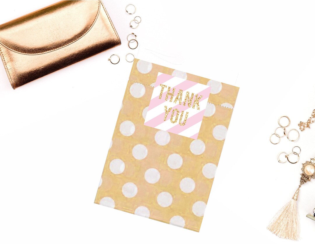 Pink and Gold Thank You Tags Gold Glitter Favor Tags Etsy