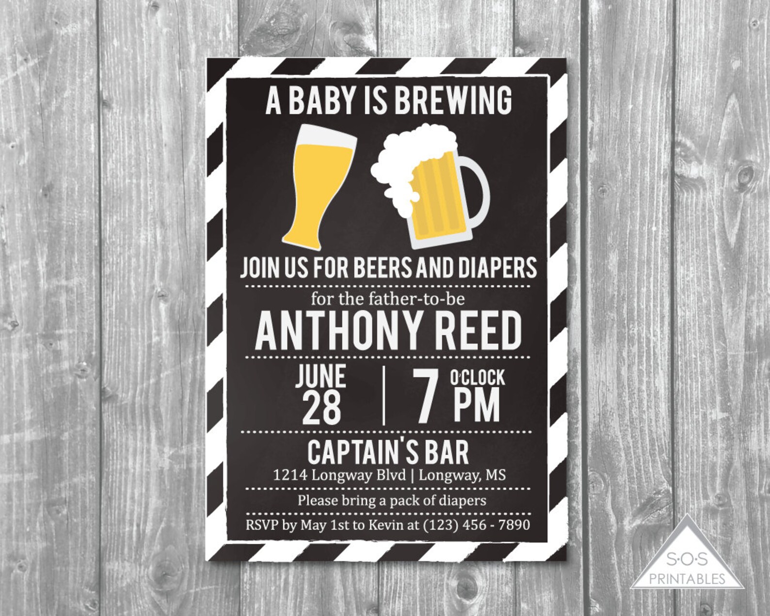 Diaper and Beer Party Invitation Beer and Diaper Shower Etsy