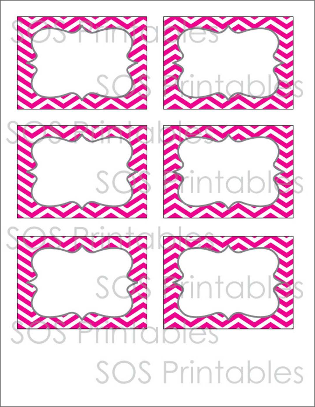 Pink Chevron Labels Editable Text Printable PDF EDITABLE - Etsy
