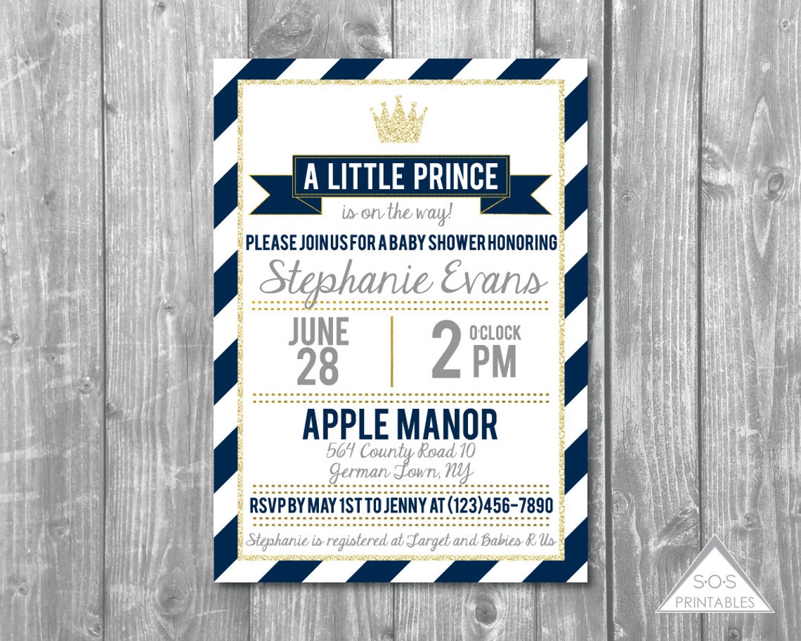 Prince Baby Shower Invitation A Little Prince is on the Way Etsy