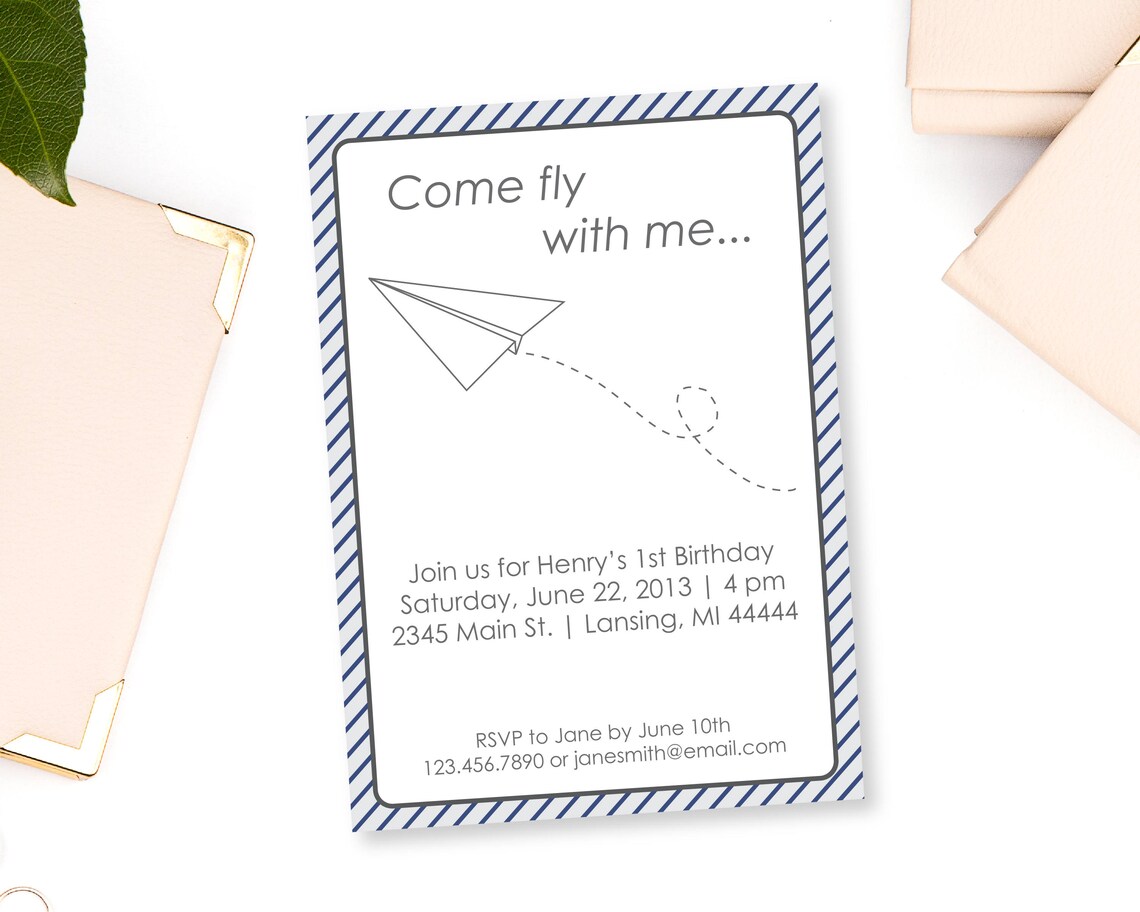 Paper Plane Invitation Paper Airplane Invite Paper Airplane | Etsy