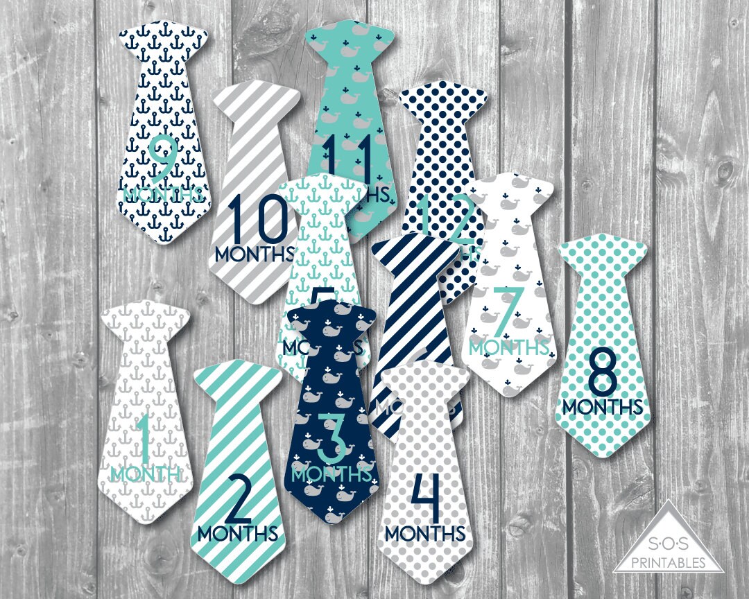 baby milestone tie stickers baby boy monthly milestone etsy