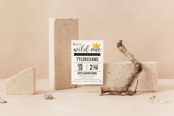 He's a Wild One Birthday Invitation, First birthday, Digital Invitation, Canva template Invitation, Where the Wild Things Are, Edit on Phone Il_570xn