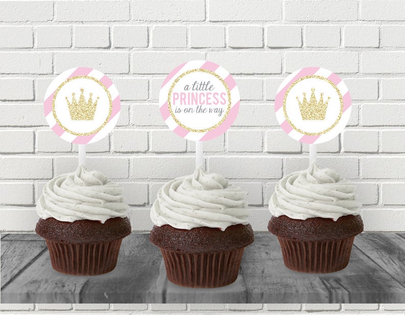 Party Decor Party Supplies Pink And Gold Shower Little Princess Cupcake Toppers Princess Baby Shower Printables Baby Girl Little Princess On The Way Baby Shower