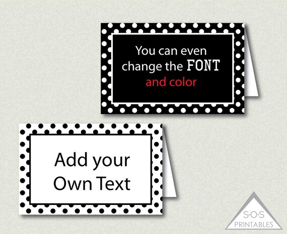 Black And White Polkadot Tent Labels Buffet Labels Name Etsy Black And White Polkadot Tent Labels Buffet Labels Name Etsy