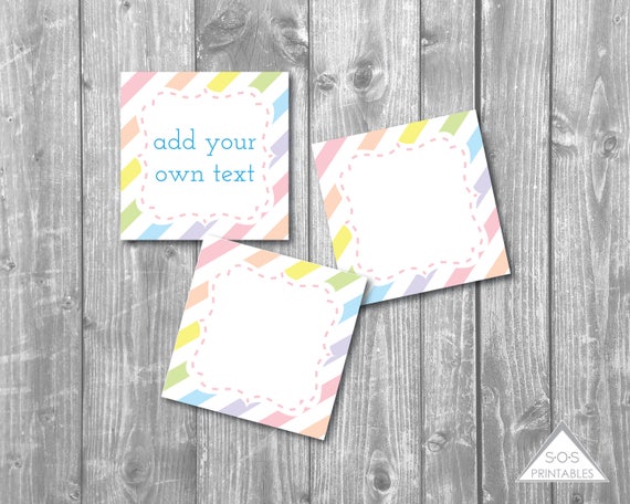 pastel rainbow favor tags editable gift tags editable labels
