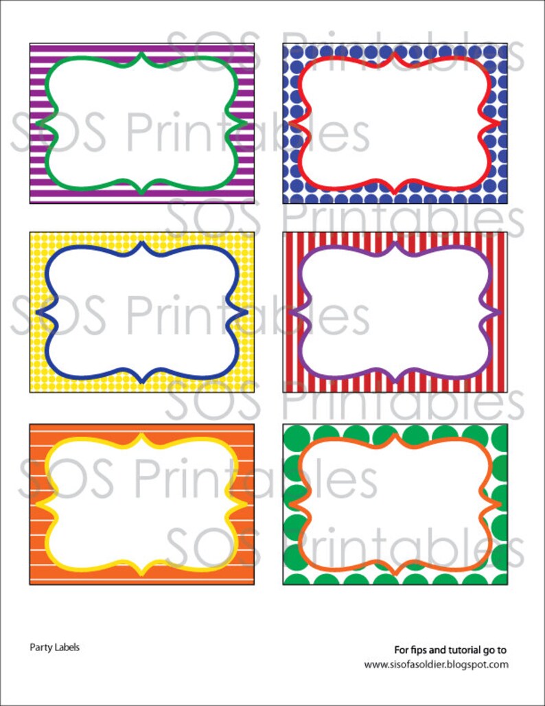 Primary Color Labels Printable PDF Editable Labels Editable Etsy