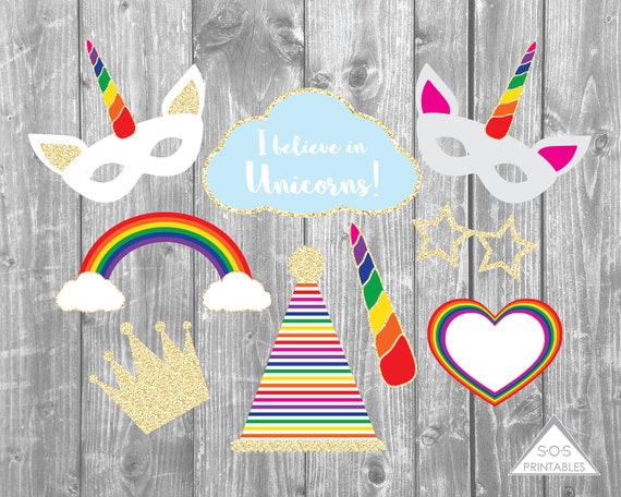 Unicorn Photo booth Props, Unicorn Party Printables, Unicorn photobooth ...