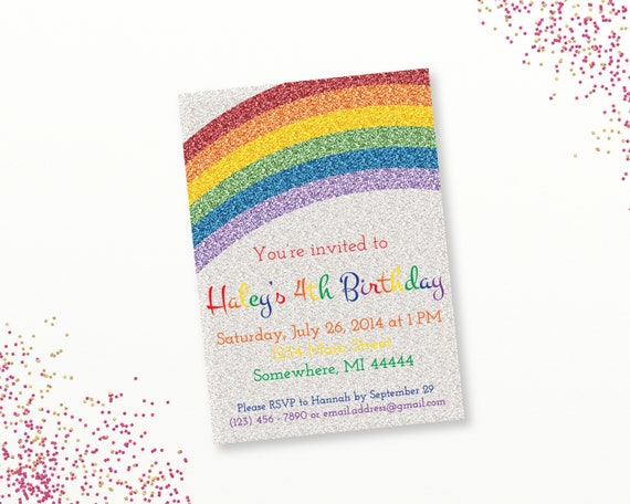 Glitter Rainbow Party Invitation, Sparkle Rainbow Birthday, Rainbow Invitation, Rainbow Invite, Printable Editable Invitation, PDF, Instant Il_570xn