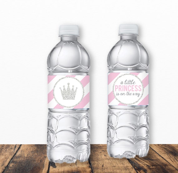 Little Princess Baby Shower, Little Princess Water Bottle Labels, Baby Shower Water Bottle Labels, Pink and Silver Baby Shower,Printable PDF Il_570xn