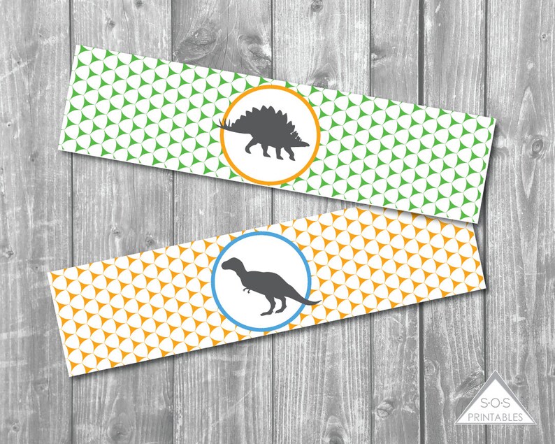 dinosaur party water bottle labels party printable dino etsy
