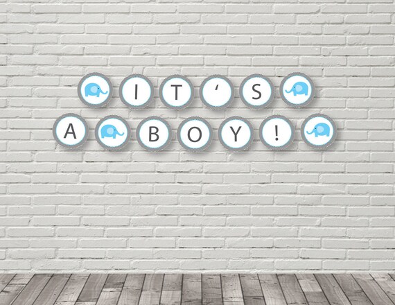 It S A Boy Banner Elephant Baby Shower Banner Boy Baby Shower