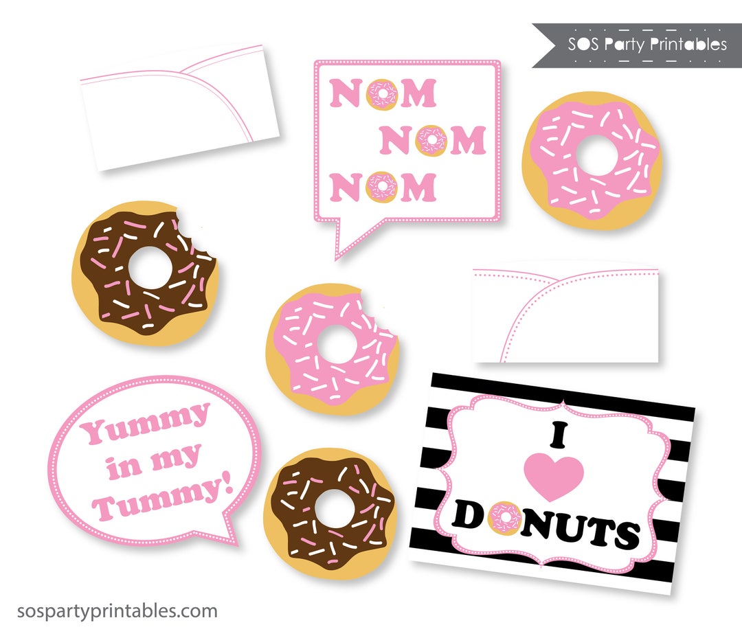Donut Photo Booth Props Donut Party Printables Donut - Etsy