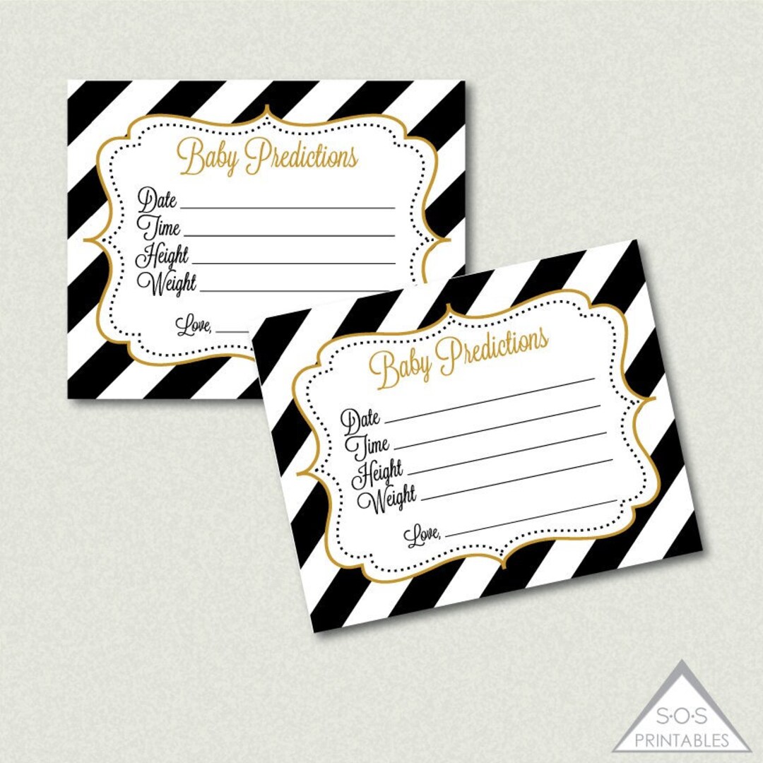 Baby Prediction Cards Printable Baby Shower Game Black and - Etsy