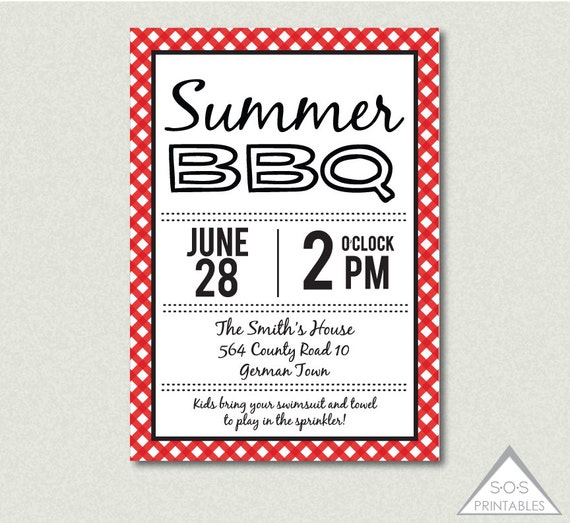 summer bbq invitation backyard bbq barbeque invite etsy
