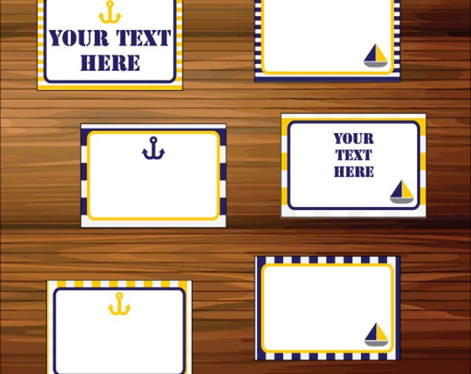 Blue and Gold Nautical Sailboat Labels Printable PDF Etsy