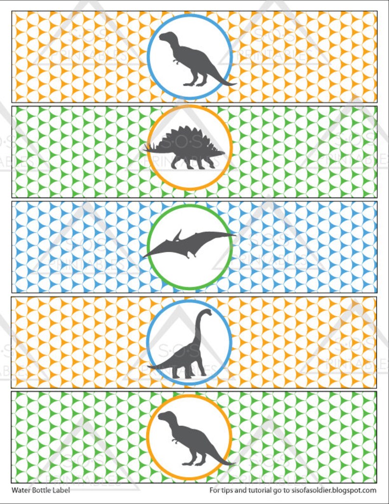dinosaur party water bottle labels party printable dino etsy