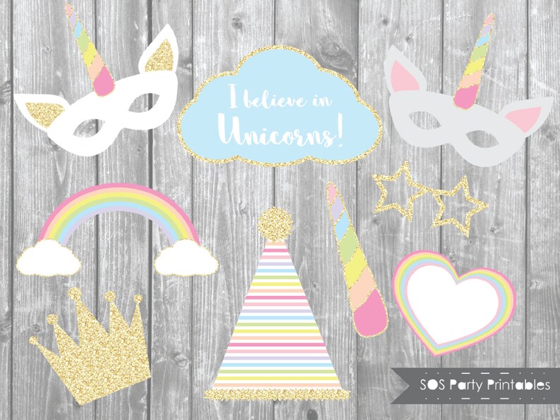 Unicorn Photo Booth Props Unicorn Party Printables Unicorn - Etsy