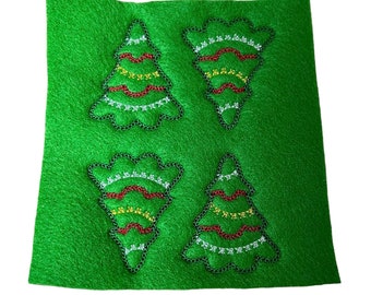 Christmas Tree felties, Holiday Felties, Vinyl Felties, Christmas Felties, Set of 4, Embellishments for bow making, wholesale felties