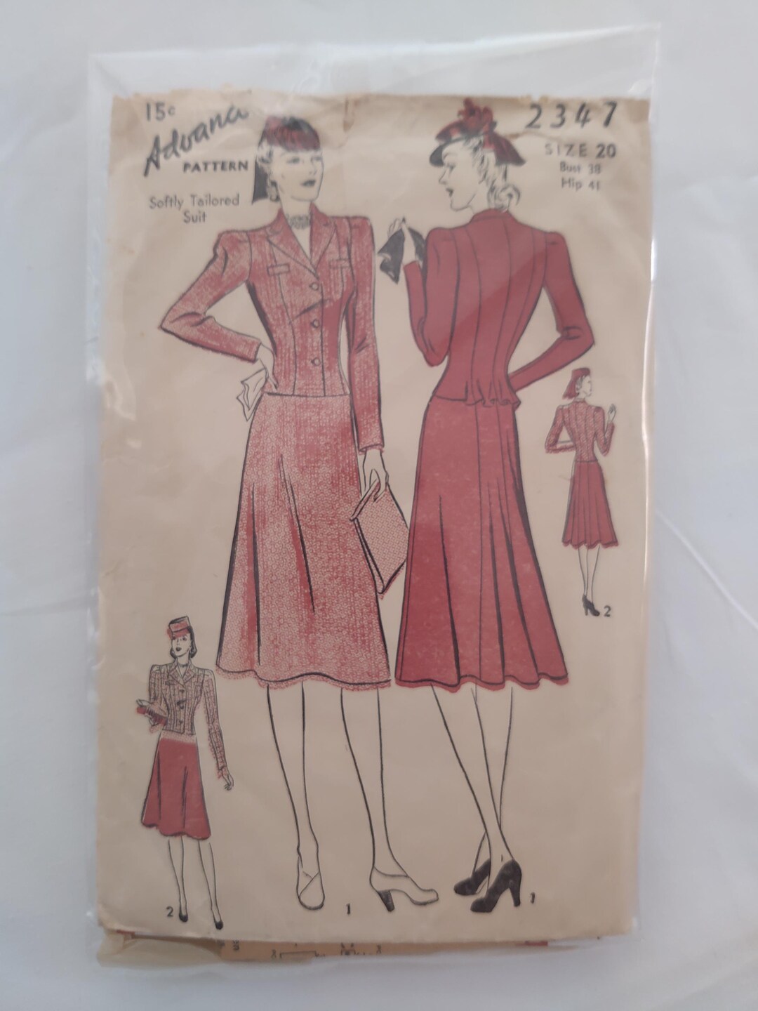 Vintage 40's Advance Pattern 2347 Size 20 - Etsy