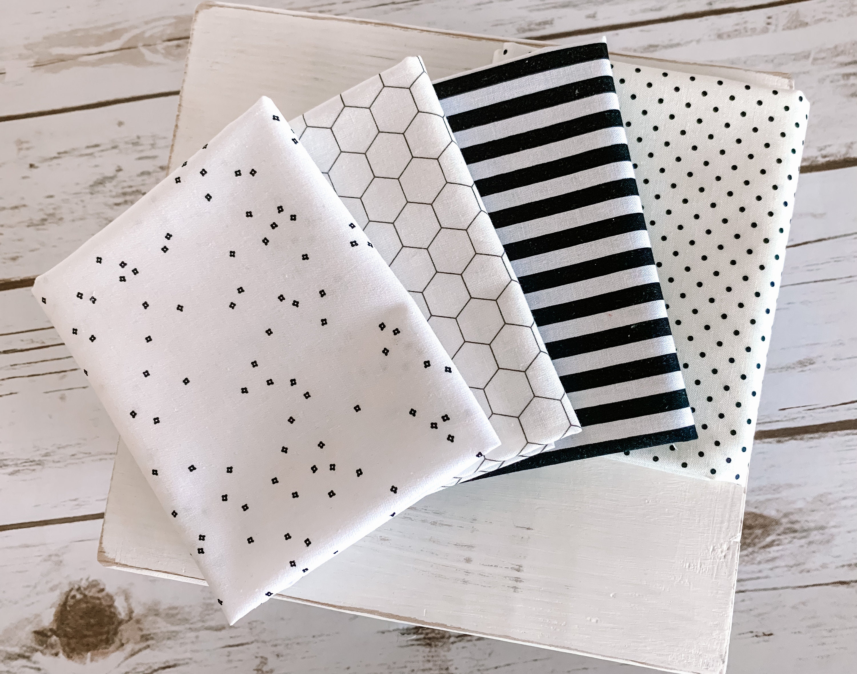 Fat Quarter Bundle Black and White LowVolume 4 Fabrics Etsy
