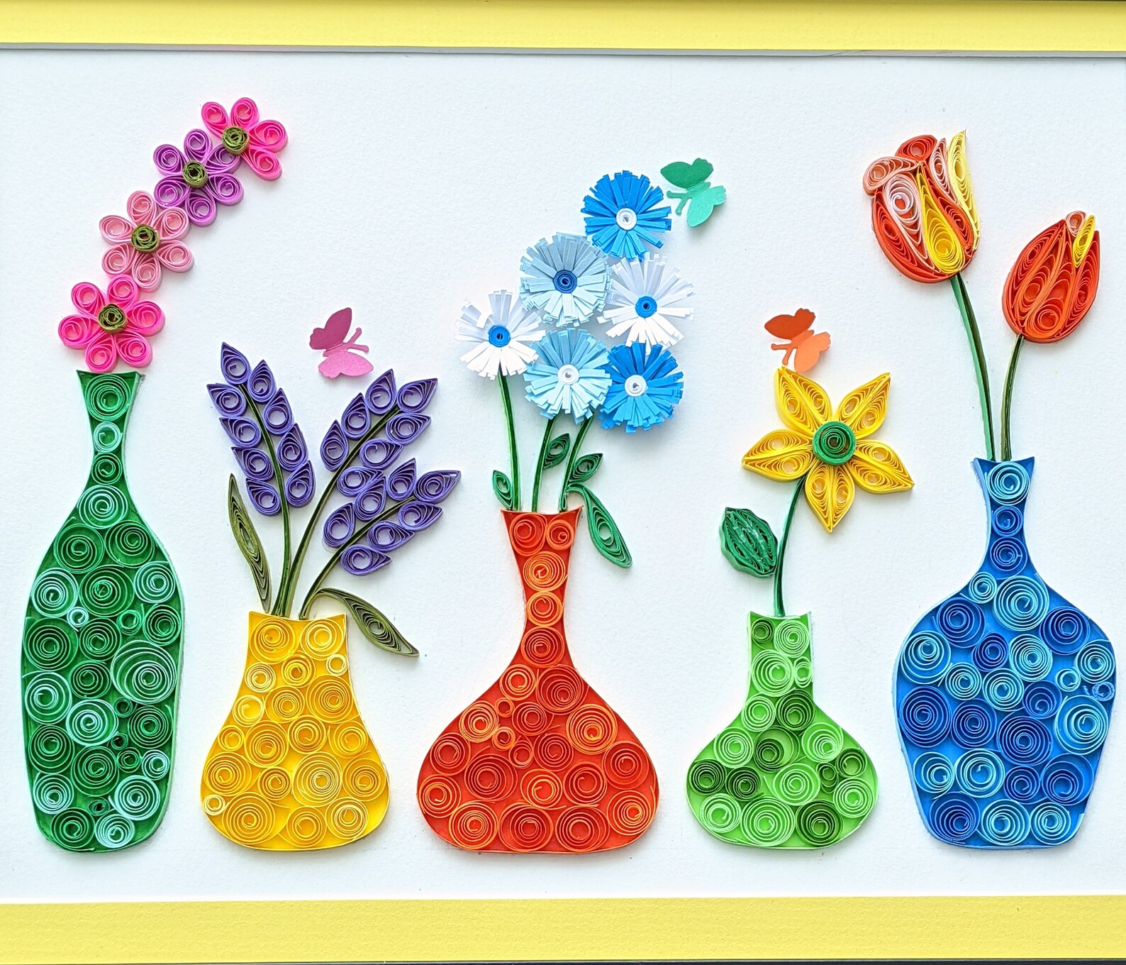 Paper Quilled Flower vase flower wall artflower wall decor Etsy