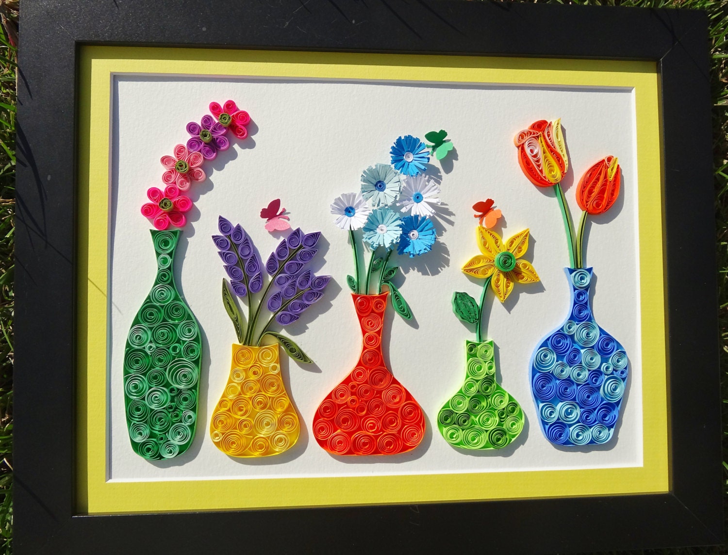 Paper Quilled Flower vase flower wall artflower wall decor Etsy