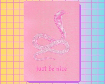 FRIENDLY SNAKE / Pink / A4 Risograph Print