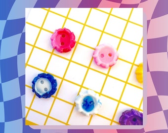 CUTE AS BUTTONS // Little Puddings // Opaque Multi-Coloured // Set of 6 // Handmade Resin // 12mm