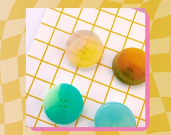 CUTE AS BUTTONS // Opaque Smooth Duos // Green and Brown // Set of 4 // Handmade Resin // 24mm