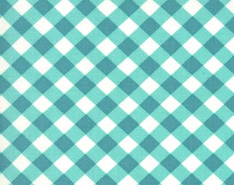 A Blooming Bunch - Gingham - Aqua - 52cm - Fabric Destash - OOP